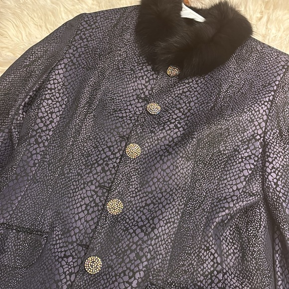 Red Signature Fur Trim Jacket/Blazer with Purple Snake Print - Picture 2 of 4